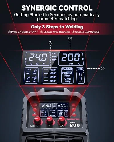 ARCCAPTAIN 200A MIG Welder 110V 220V 6 in 1 Aluminum Welding Machine MIG200 image 5