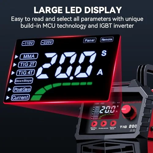ARCCAPTAIN 200A TIG Welder, 110V/220V TIG/Stick 2 IN 1 Welding Machine image 5