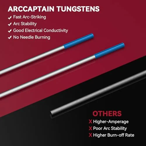 ARCCAPTAIN TIG Welding Tungsten Electrode Blue 2% Lanthanated 10-Pack 1/16" x 7" (WL20/EWLa-2) product details