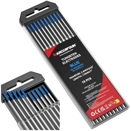 ARCCAPTAIN TIG Tungsten, TIG Welding Tungsten Electrode Blue 2% Lanthanated 10-Pack 3/32"x 7" (WL20/EWLa-2) product details