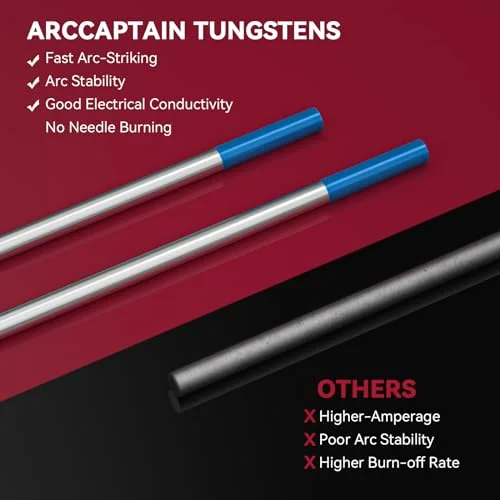 ARCCAPTAIN TIG Tungsten, TIG Welding Tungsten Electrode Blue 2% Lanthanated 10-Pack 3/32"x 7" (WL20/EWLa-2) product details