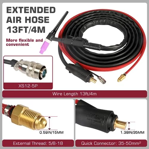 ARCCAPTAIN TIG Torch with High-Frequency Ignition, WP-17 Air-cooled Argon image 5