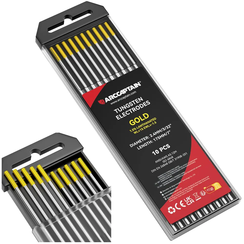 ARCCAPTAIN TIG Welding Tungsten Electrode 10-Pack 3/32"x 7" (Gold) product details