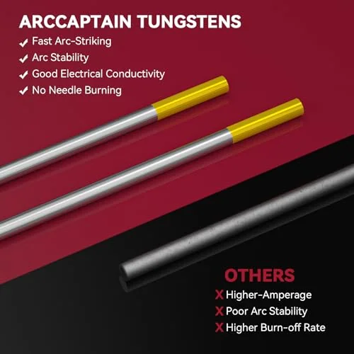 ARCCAPTAIN TIG Welding Tungsten Electrode 10-Pack 3/32"x 7" (Gold) product details