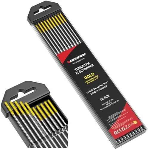 ARCCAPTAIN TIG Welding Tungsten Electrode 10-Pack 1/16"x 7" (Gold) image 2