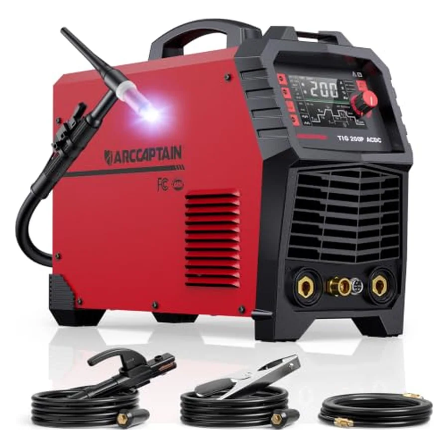 ARCCAPTAIN TIG Welder AC/DC 200A with Pulse 7 in 1 Aluminum Welding Machine