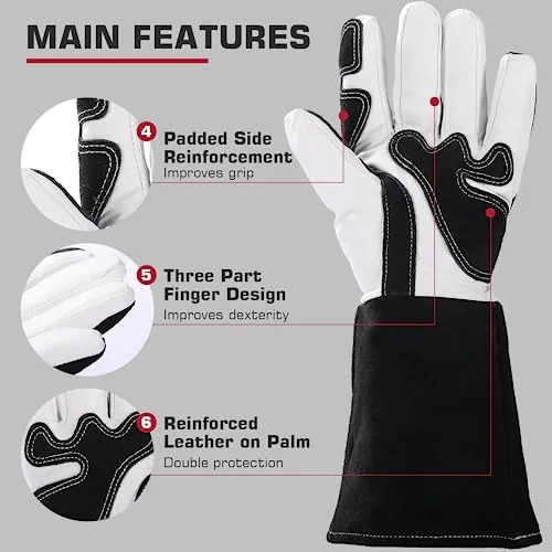ARCCAPTAIN Tig Welding Gloves: Premium Goatskin Grain Leather, Dexterity, Comfort, Duralble Tig Gloves for Work Protection image 4