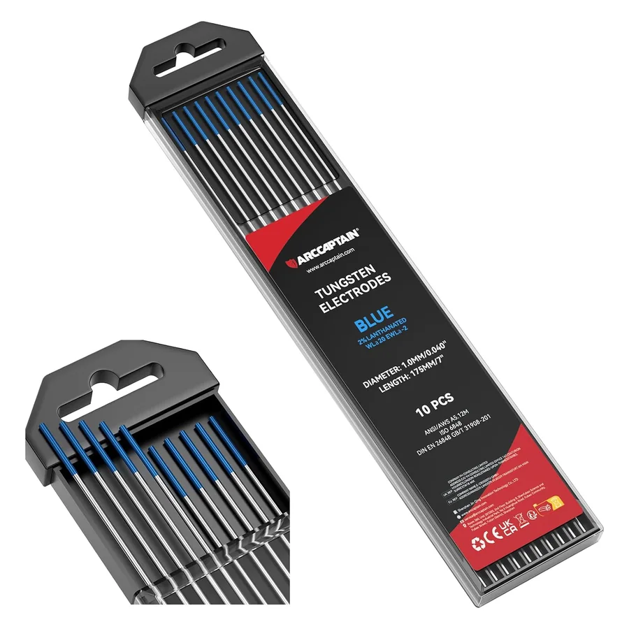 ARCCAPTAIN TIG Welding Tungsten Electrode 10-Pack 0.04" x 7" (Blue)