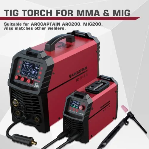 ARCCAPTAIN TIG Welding Gun, WP-17V Argon TIG Torch with 13 FT Red Air Hose image 3