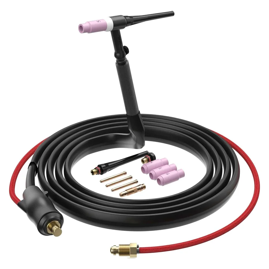 ARCCAPTAIN TIG Welding Gun, WP-17V Argon TIG Torch with 13 FT Red Air Hose