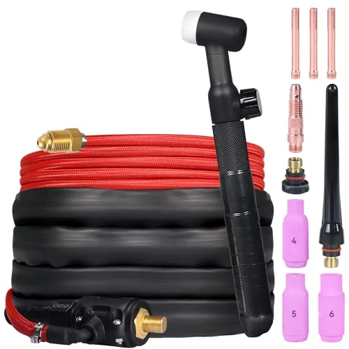 ARCCAPTAIN TIG Welding Gun, WP-17V Argon TIG Torch with 13 FT Red Air Hose image 2