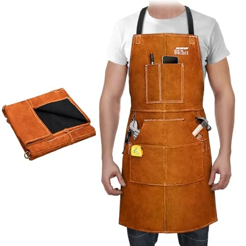 ARCCAPTAIN Leather Welding Apron, 24" x 36" FR Cowhide Blacksmith Aprons image 2