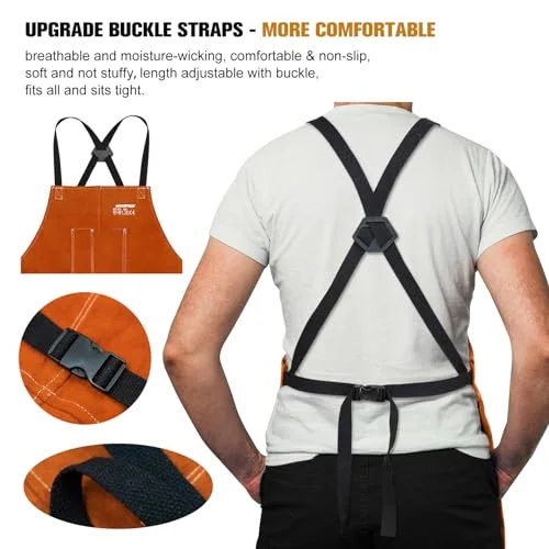 ARCCAPTAIN Leather Welding Apron, 24" x 36" FR Cowhide Blacksmith Aprons image 3