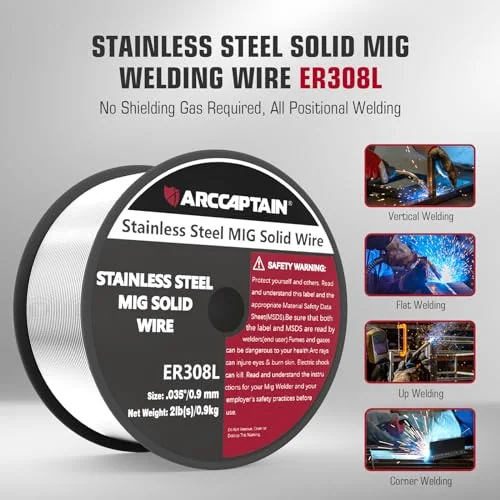 ARCCAPTAIN ER308L Stainless Steel MIG Wire .035" 2LB image 3