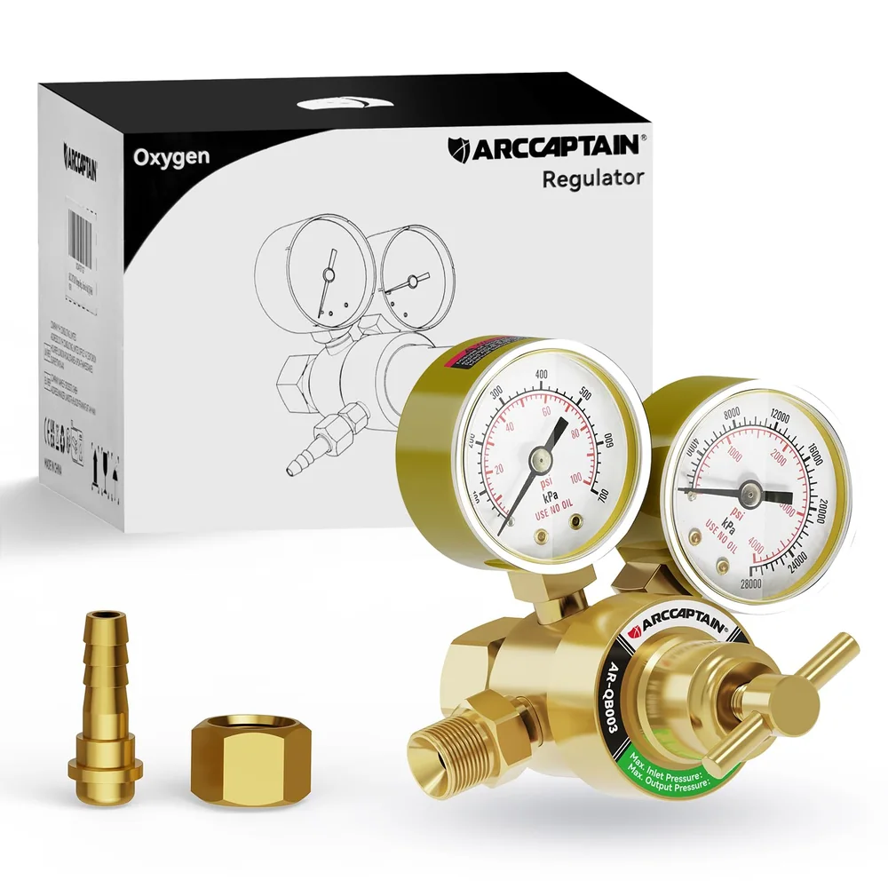 ARCCAPTAIN Oxygen Regulator Gauge for Gas Welding, 0-4000 PSI & 0-100 PSI image 2
