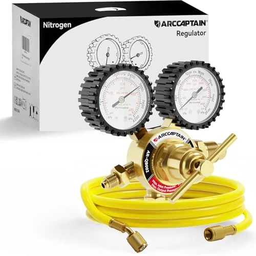 ARCCAPTAIN Nitrogen Regulator with 6.6FT Hose, 0-600 PSI Delivery Pressure, 1/4'' Male Flare Outlet Connection and CGA580 Inlet Connection Gauges image 3
