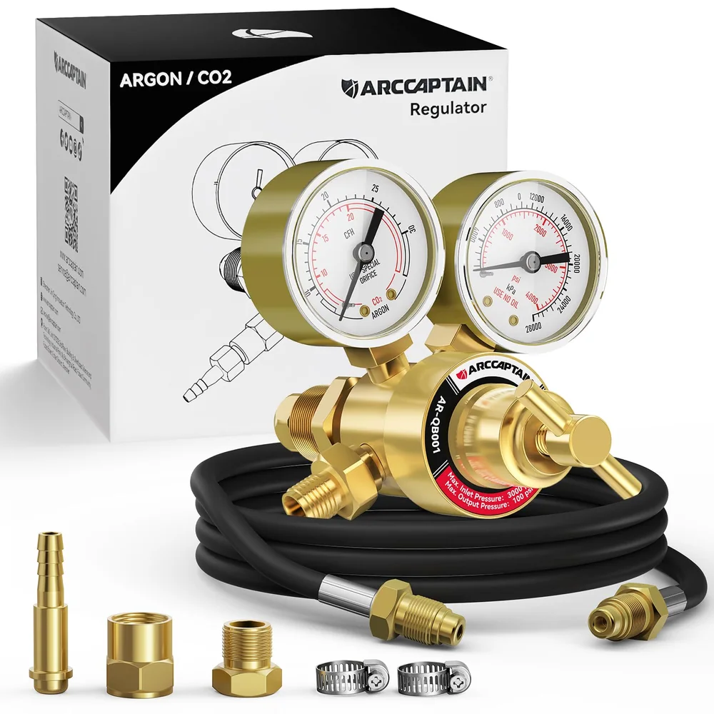 ARCCAPTAIN Argon/CO2/Helium Regulator with 8.2FT Inert Gas Welding Hose image 2