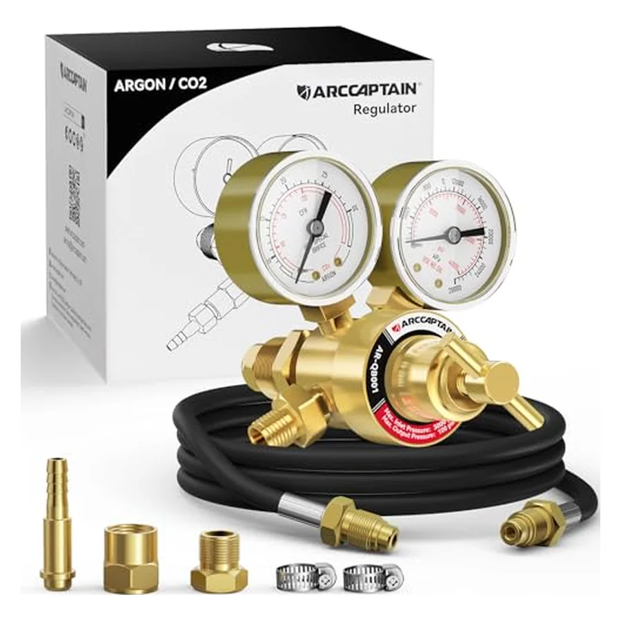 ARCCAPTAIN Argon/CO2/Helium Regulator with 8.2FT Inert Gas Welding Hose
