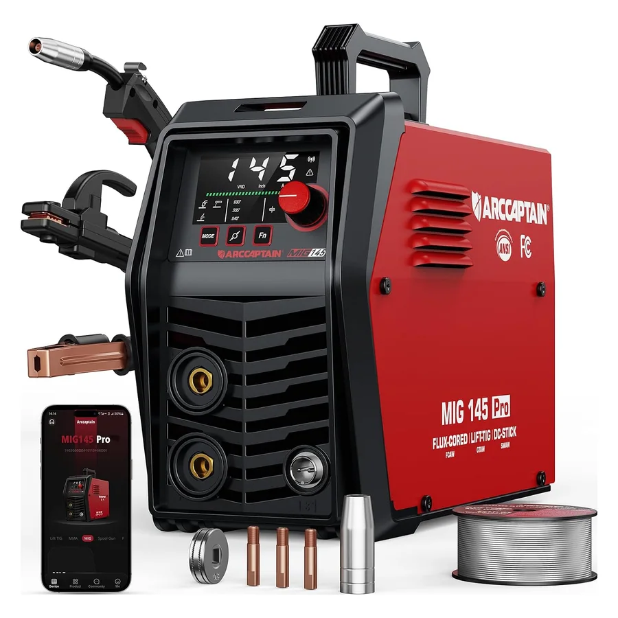 ARCCAPTAIN MIG145 Pro Flux Core MIG Welder 145A 120V 3-in-1 Welding Machine