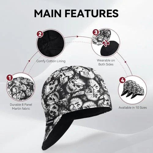 ARCCAPTAIN Reversible Welding Caps, 8 Panel Protective Welding Cap, 10 oz Fireproof Cotton Comforts for Safety and Protection While Welding to Men Women, 7 image 4