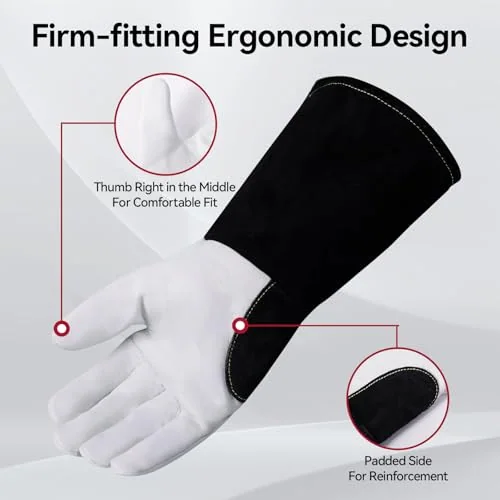 ARCCAPTAIN Soft Goat Grain TIG Welding Gloves, 4-Inch Extended Cuff, Medium image 5