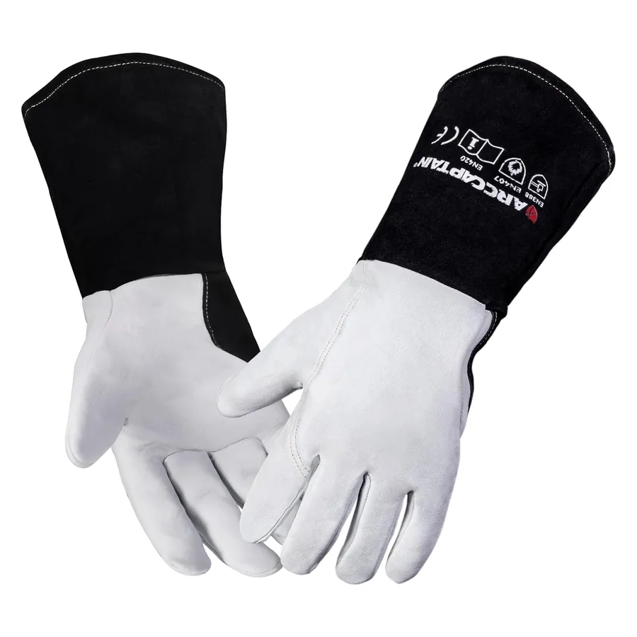 ARCCAPTAIN Soft Goat Grain TIG Welding Gloves, 4-Inch Extended Cuff, Medium