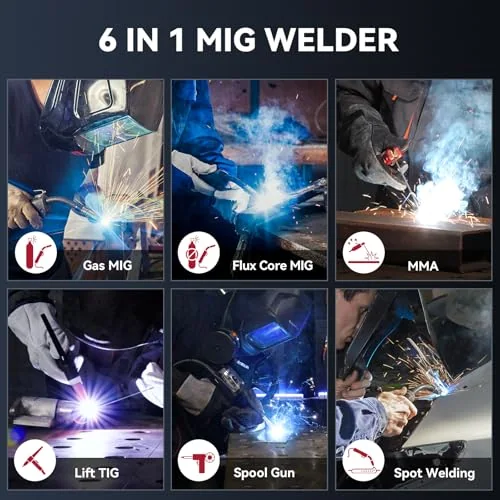 ARCCAPTAIN 200A MIG Welder, 6-in-1 Multiprocess Welding Machine 110V/220V image 4