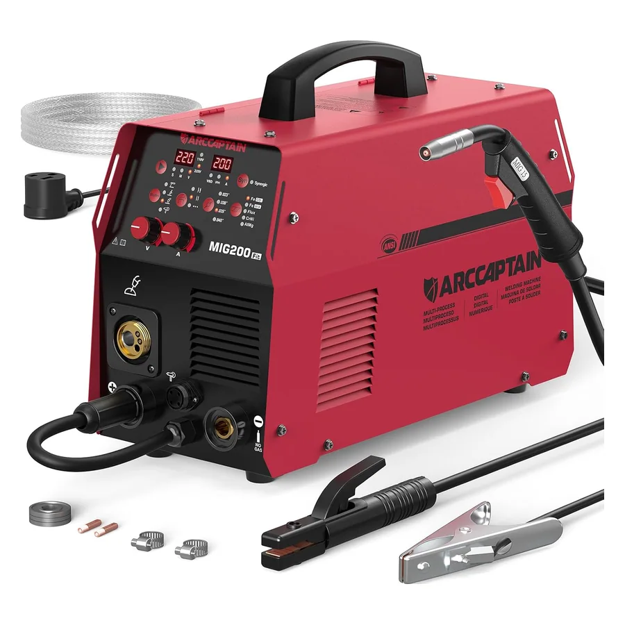 ARCCAPTAIN 200A MIG Welder, 6-in-1 Multiprocess Welding Machine 110V/220V