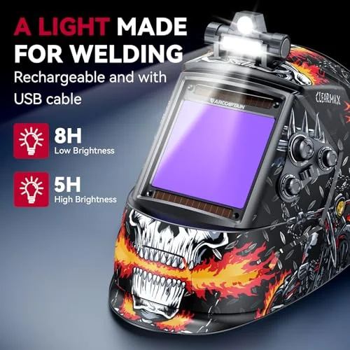 ARCCAPTAIN Auto Darkening Welding Helmet with Light, 3.94"X3.66" Large View product details
