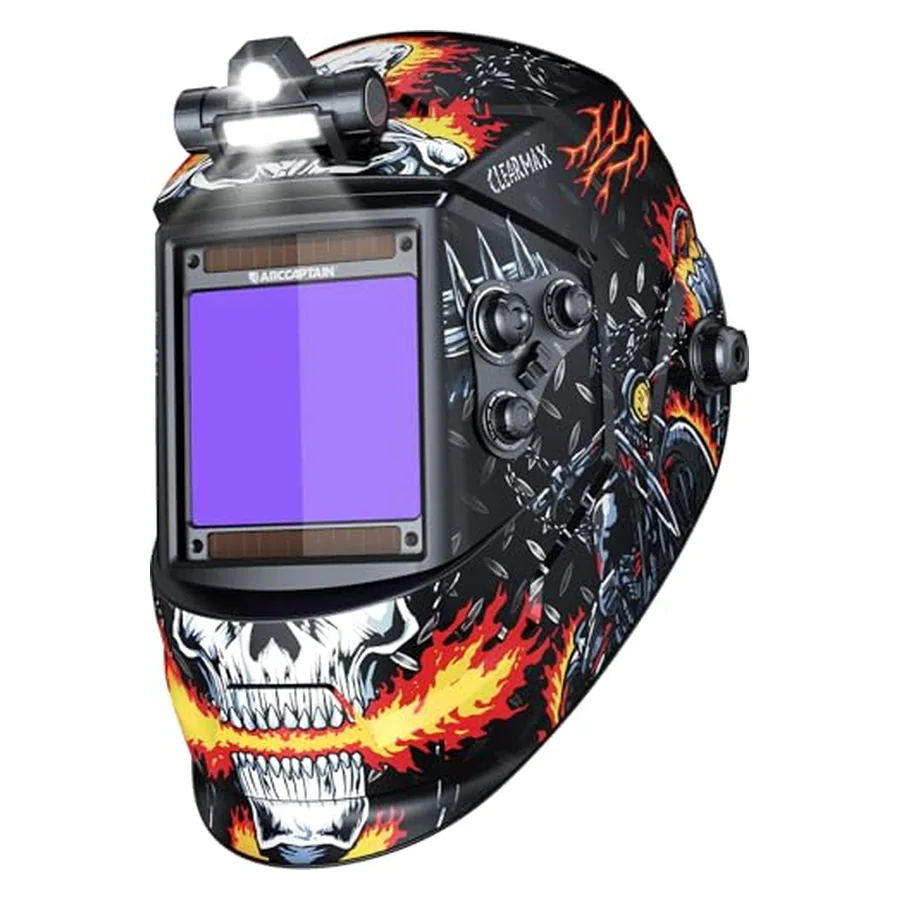 ARCCAPTAIN Auto Darkening Welding Helmet with Light, 3.94"X3.66" Large View