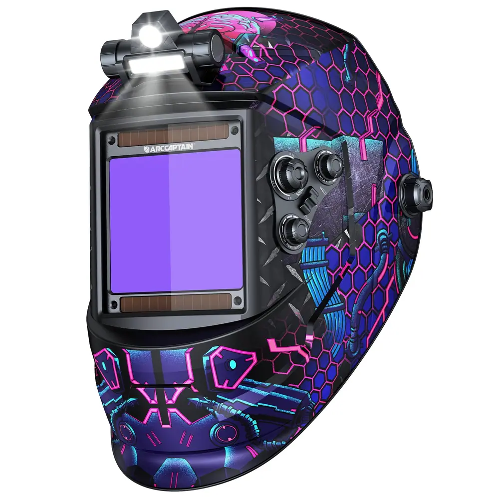 ARCCAPTAIN Auto Darkening Welding Helmet with Light, 3.94"X3.66" Large View product details