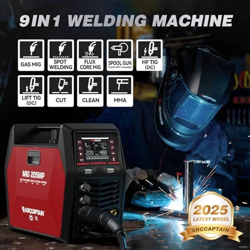 ARCCAPTAIN MIG205MP MIG Welder with Plasma Cutter, 9 IN 1 Welding Machine product details