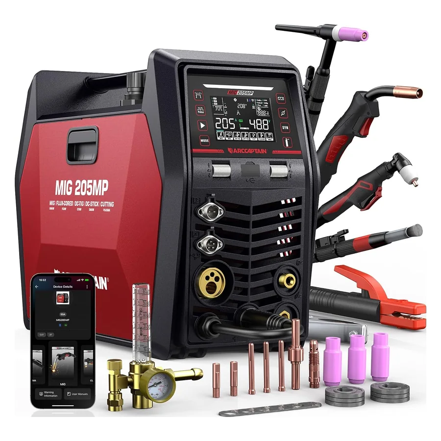 ARCCAPTAIN MIG205MP MIG Welder with Plasma Cutter, 9 IN 1 Welding Machine