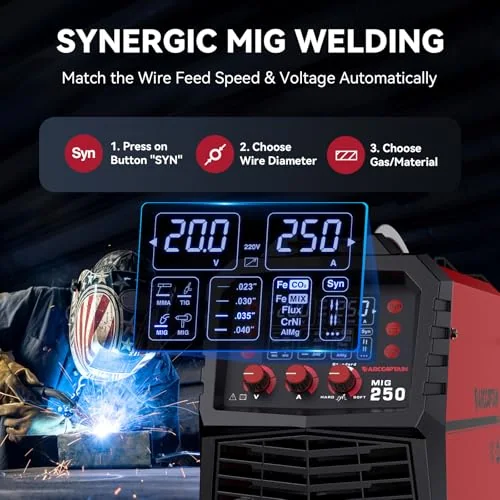 ARCCAPTAIN 250A MIG Welder 110V 220V 6 in 1 Aluminum Welding Machine MIG250 image 5