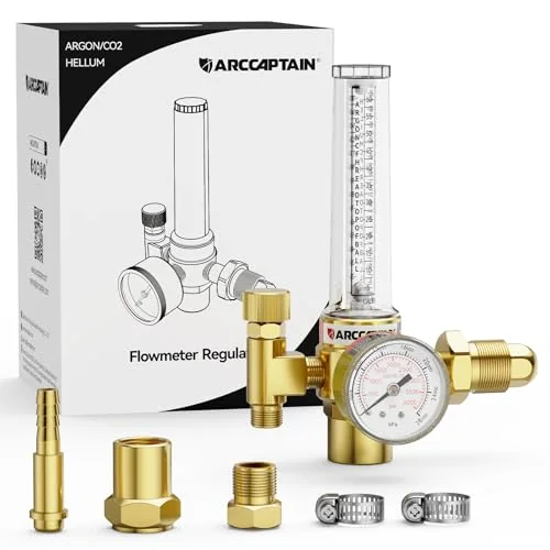 ARCCAPTAIN Argon/CO2/Helium Regulator, MIG and TIG Flow Meter Gas Regulator Gauge Welding Weld, 0-4000 PSI, 0-180+ CFH, CGA580 Inlet Connection image 2