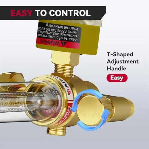ARCCAPTAIN Argon/CO2/Helium Regulator, MIG and TIG Flow Meter Gas Regulator Gauge Welding Weld, 0-4000 PSI, 0-180+ CFH, CGA580 Inlet Connection image 5