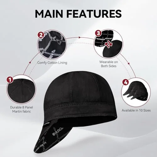 ARCCAPTAIN Reversible Welding Cap, 8-Panel FR Welders Cap, Black, 7 image 4
