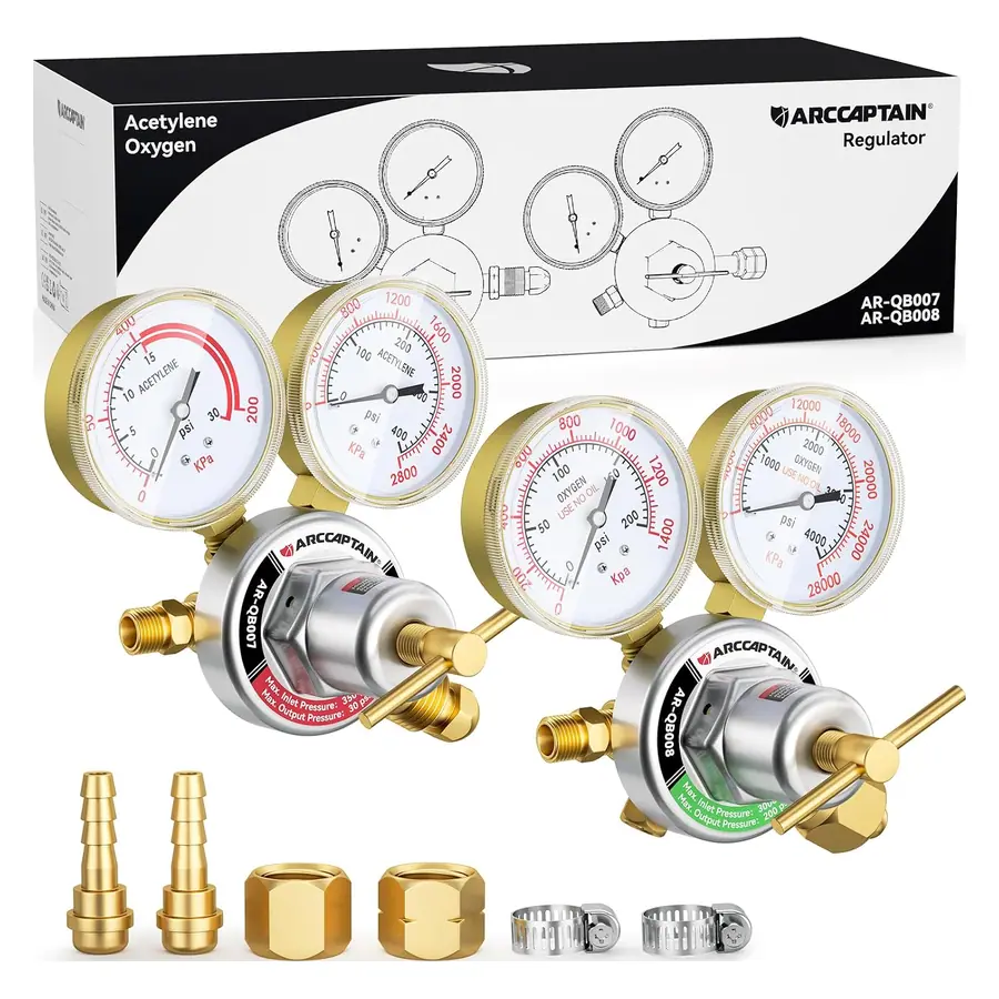 ARCCAPTAIN Oxygen Acetylene Regulators CGA540 CGA510 Set