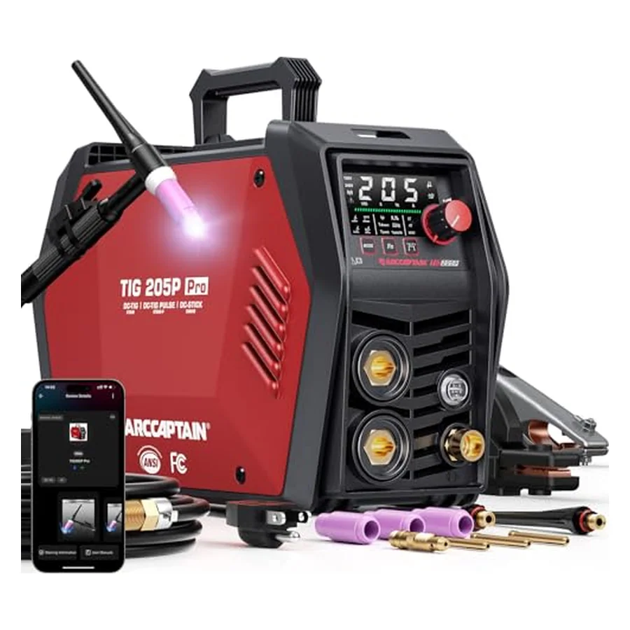 ARCCAPTAIN TIG 205P Pro Pulse Welder, 5 In 1 Welding Machine, 120V/240V