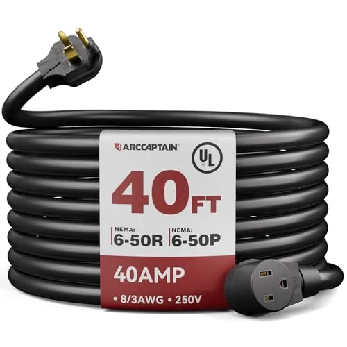 ARCCAPTAIN 40Amp 40ft Welder Extension Cord 8 AWG UL Listed, 250V NEMA 6-50 image 2