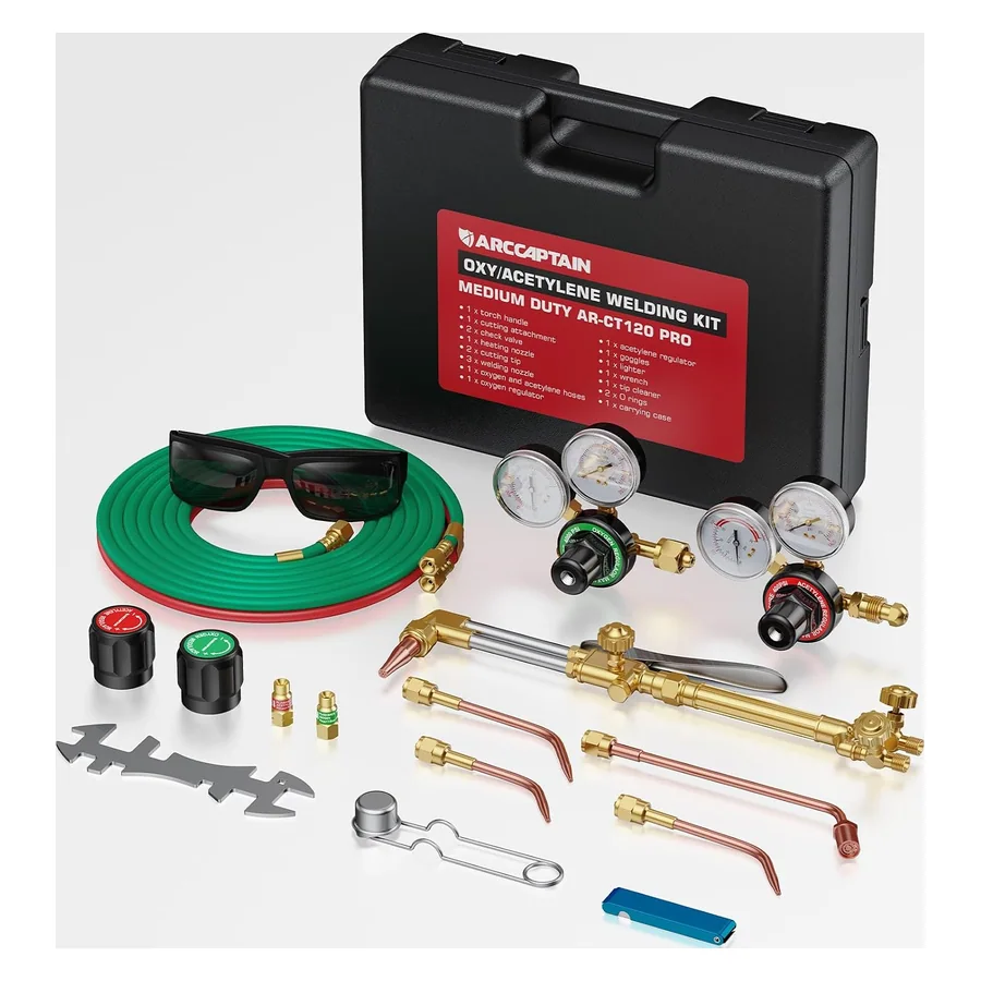 ARCCAPTAIN Medium Duty Oxy Acetylene Torch Kit with Hose and Regulators