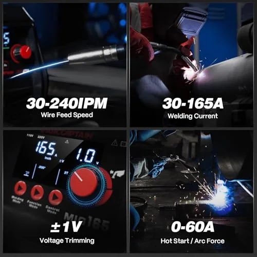 ARCCAPTAIN 165A MIG Welder 110V 220V 4-in-1 Gasless Gas MIG Stick Lift TIG image 5