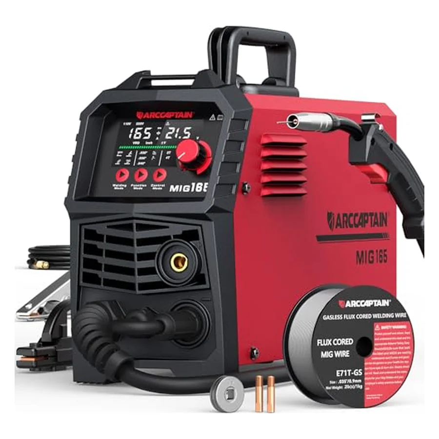ARCCAPTAIN 165A MIG Welder 110V 220V 4-in-1 Gasless Gas MIG Stick Lift TIG