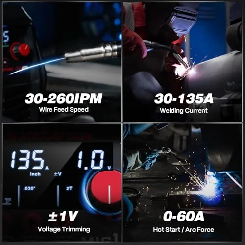 ARCCAPTAIN 135A Flux Core MIG Welder 110V 3-in-1 Gasless MIG Stick Lift TIG image 5
