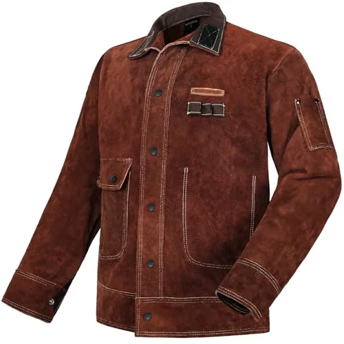 ARCCAPTAIN Leather Welding Jacket, FR Welder Jacket for Men Women product details