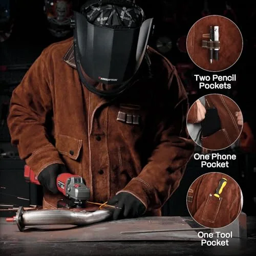 ARCCAPTAIN Leather Welding Jacket, FR Welder Jacket for Men Women image 5
