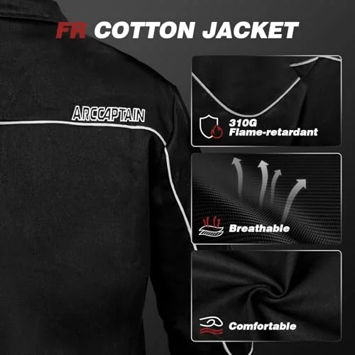 ARCCAPTAIN Welding Jacket, 11oz Flame Resistant Cotton Welding Jackets product details