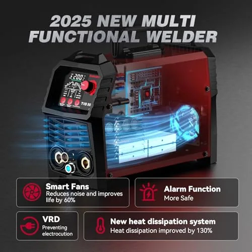 ARCCAPTAIN DC 5 In 1 TIG Welder With Pulse, 200A HF/Lift/Pulse/Spot TIG/MMA image 6