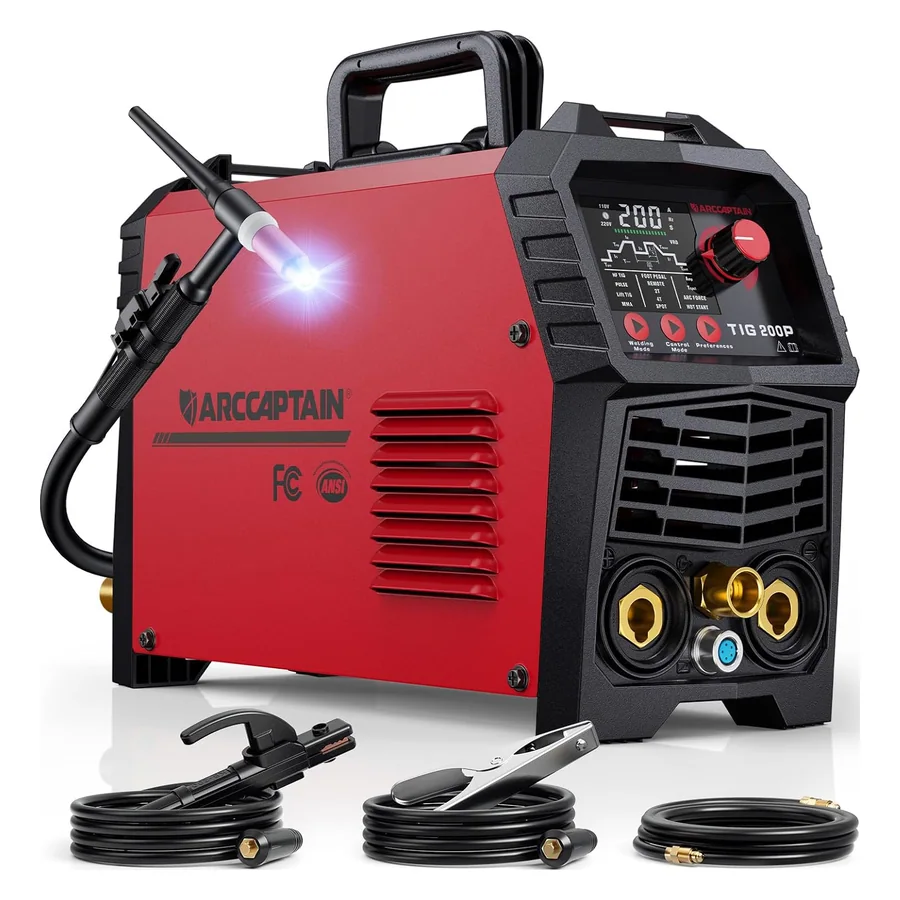 ARCCAPTAIN DC 5 In 1 TIG Welder With Pulse, 200A HF/Lift/Pulse/Spot TIG/MMA