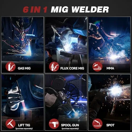 ARCCAPTAIN 200A MIG Welder, 6-in-1 Upgraded Multiprocess Welder 110V/220V image 3